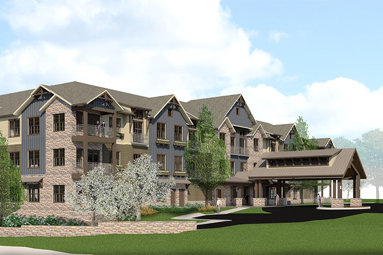 Dominion senior living everlan in johnson city independent living entrance rendering