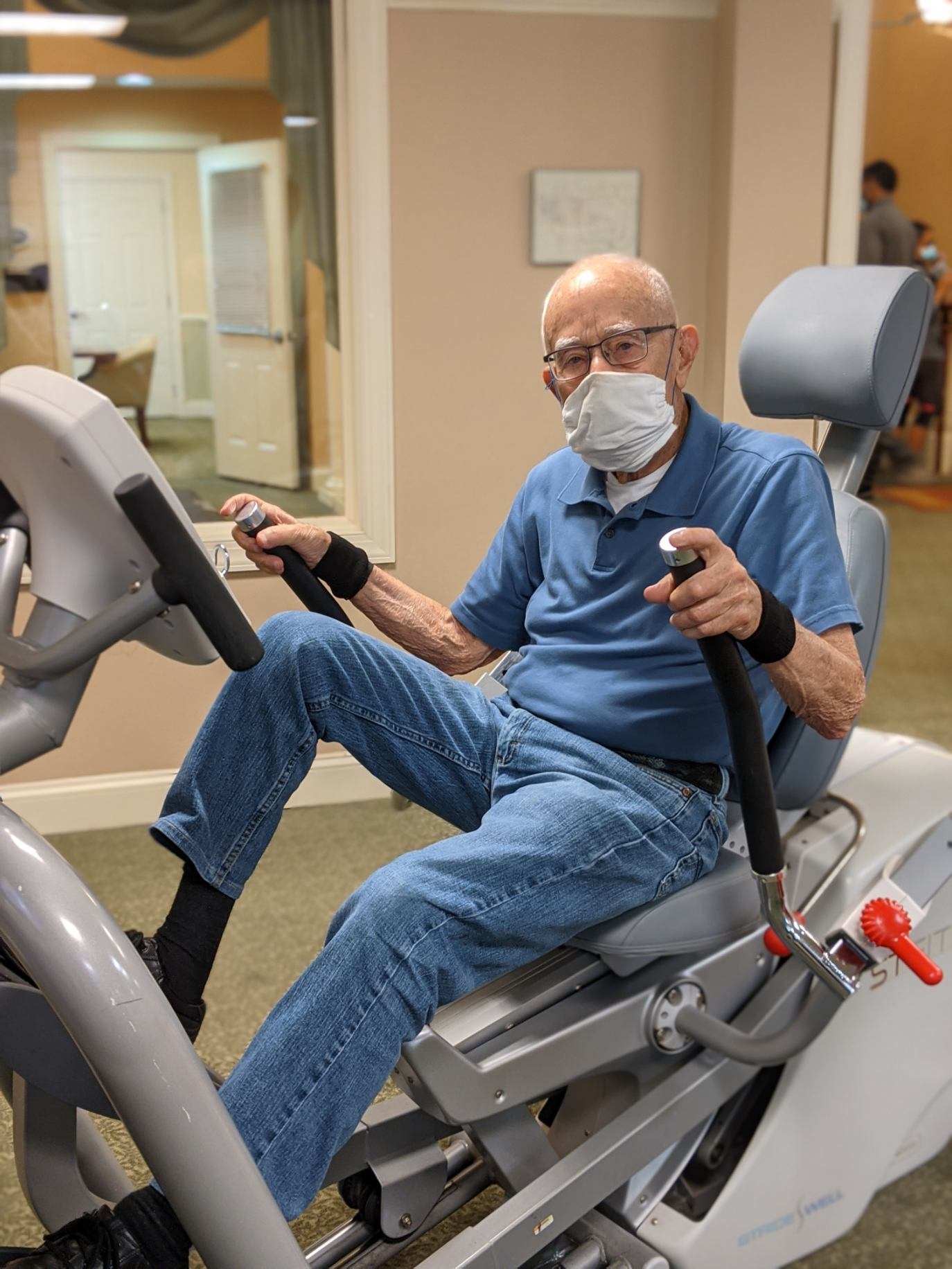 Resident Hal Brandon, 93, has walked each day since he moved into the senior living community eight years ago