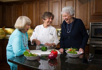 Nutrition: Residents in the kitchen with a chef