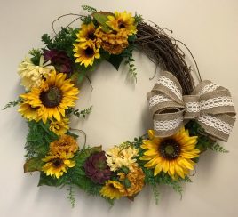 A wreath in the wreath-making fundraising event