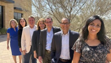From left, Heather Terhark, Danielle Parker, Greg Anderson, Nicole Page, Glen Lewis, Colin Marshall, LaPriel Henman.
