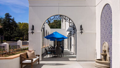 An outdoor space at Aegis Living San Rafael in San Rafael, Calif. Photo by Shelsi Lindquist